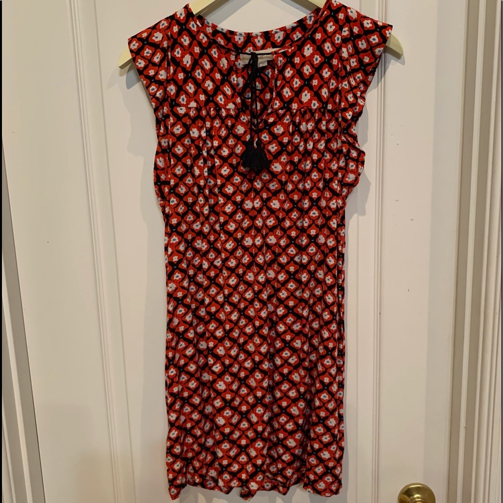 Ann Taylor Loft Dress Red White Blue Floral XS